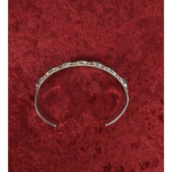 Faux Blue Opal Silver Tone Cuff Bracelet - Picture 4 of 10